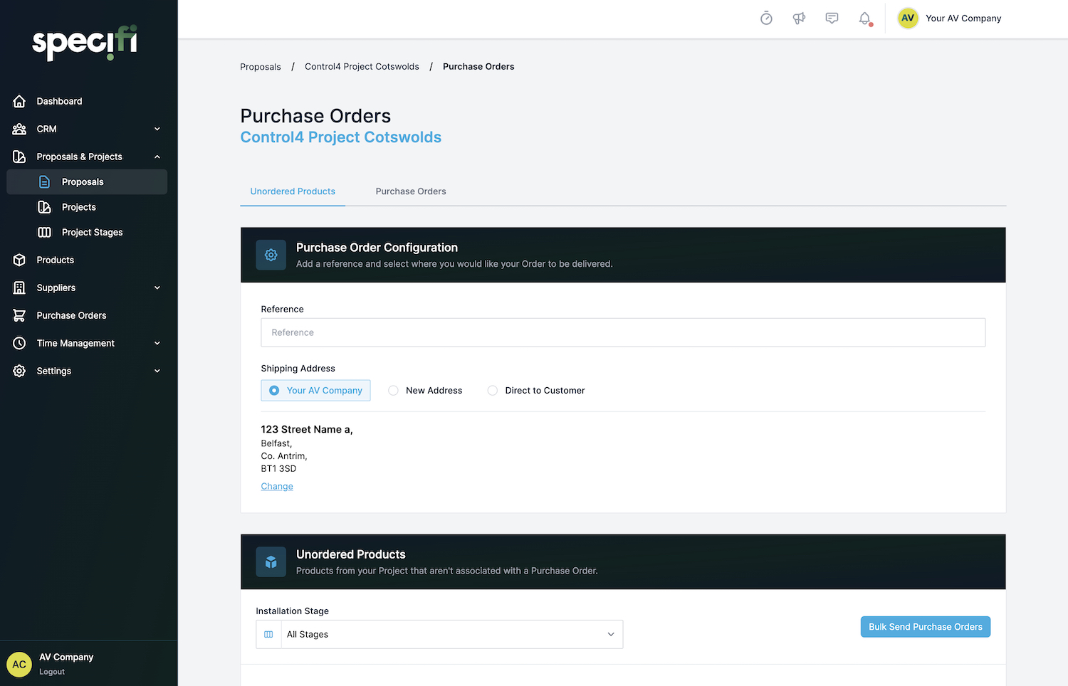 Specifi order products dashboard