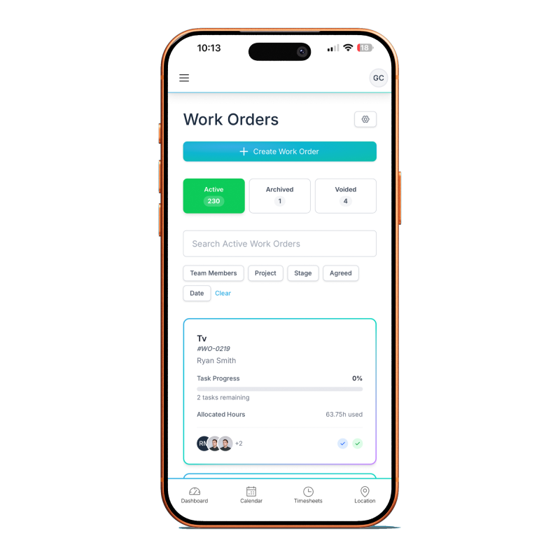 Specifi mobile work orders screen
