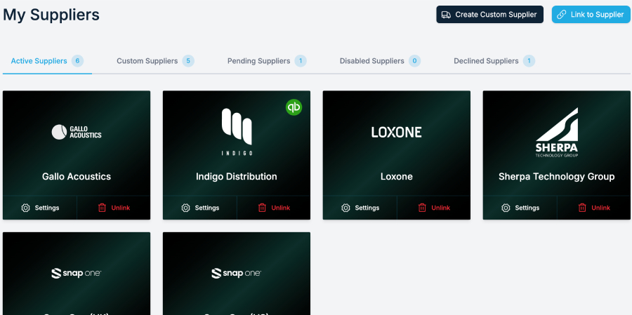 Specifi supplier catalogue dashboard