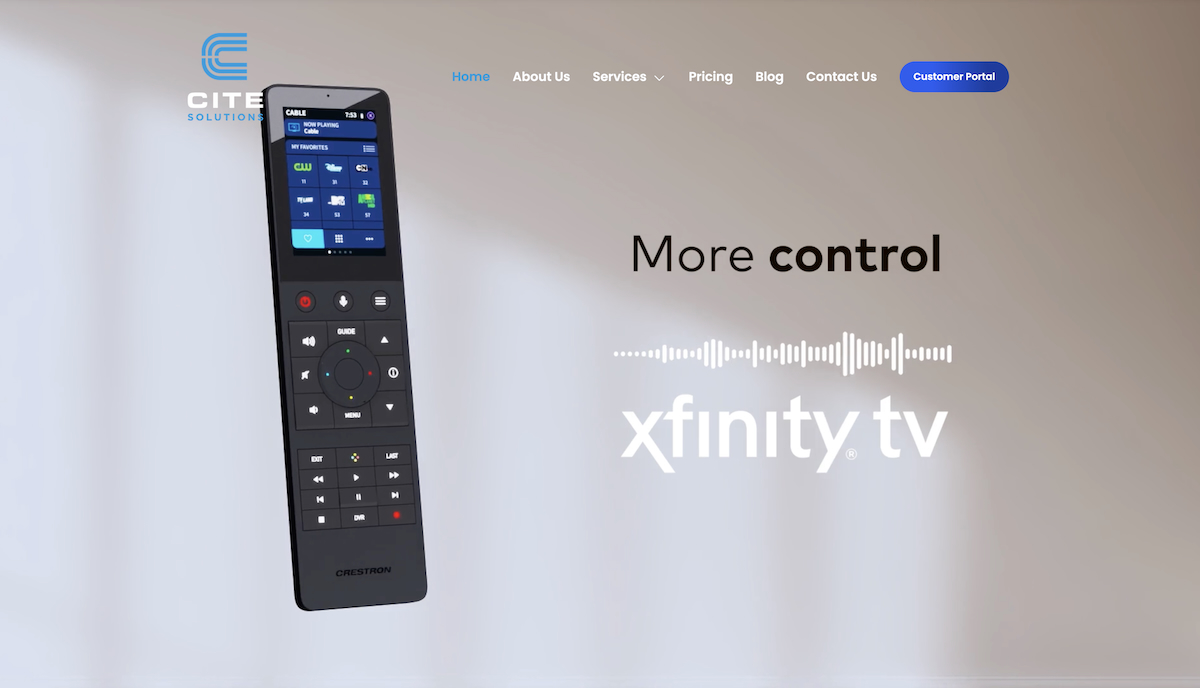 AV integrator website homepage showcase
