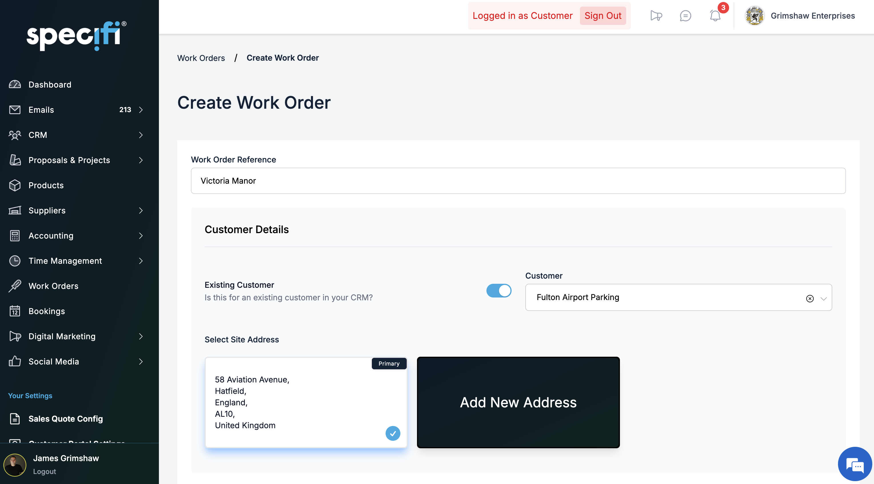 Specifi work order signed off to invoice workflow